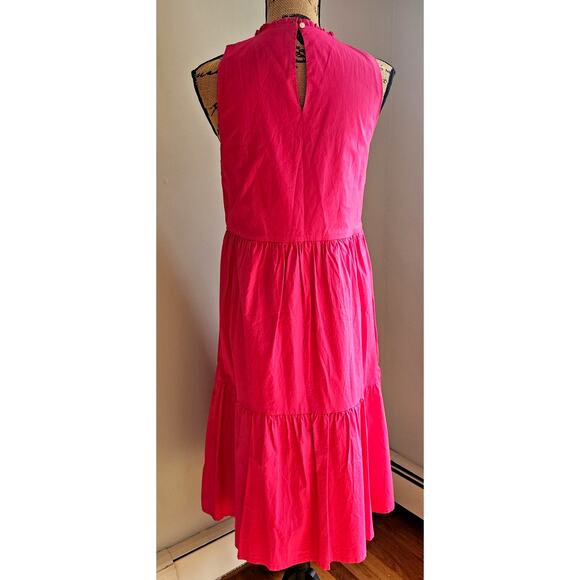J. Crew Sleeveless Tiered Dress Ruffled Shirred Pockets, Pink, Feminine, Sz 6 - Picture 4 of 9